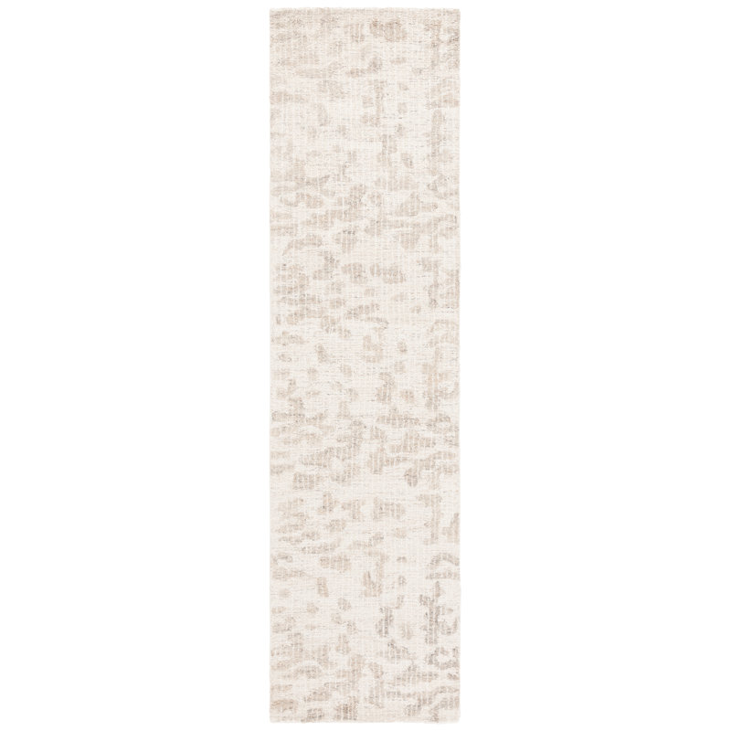 Valmar Ebony Hand Tufted Wool/Cotton Abstract Rug in Ivory/Grey, Runner 2'3" x 9'
