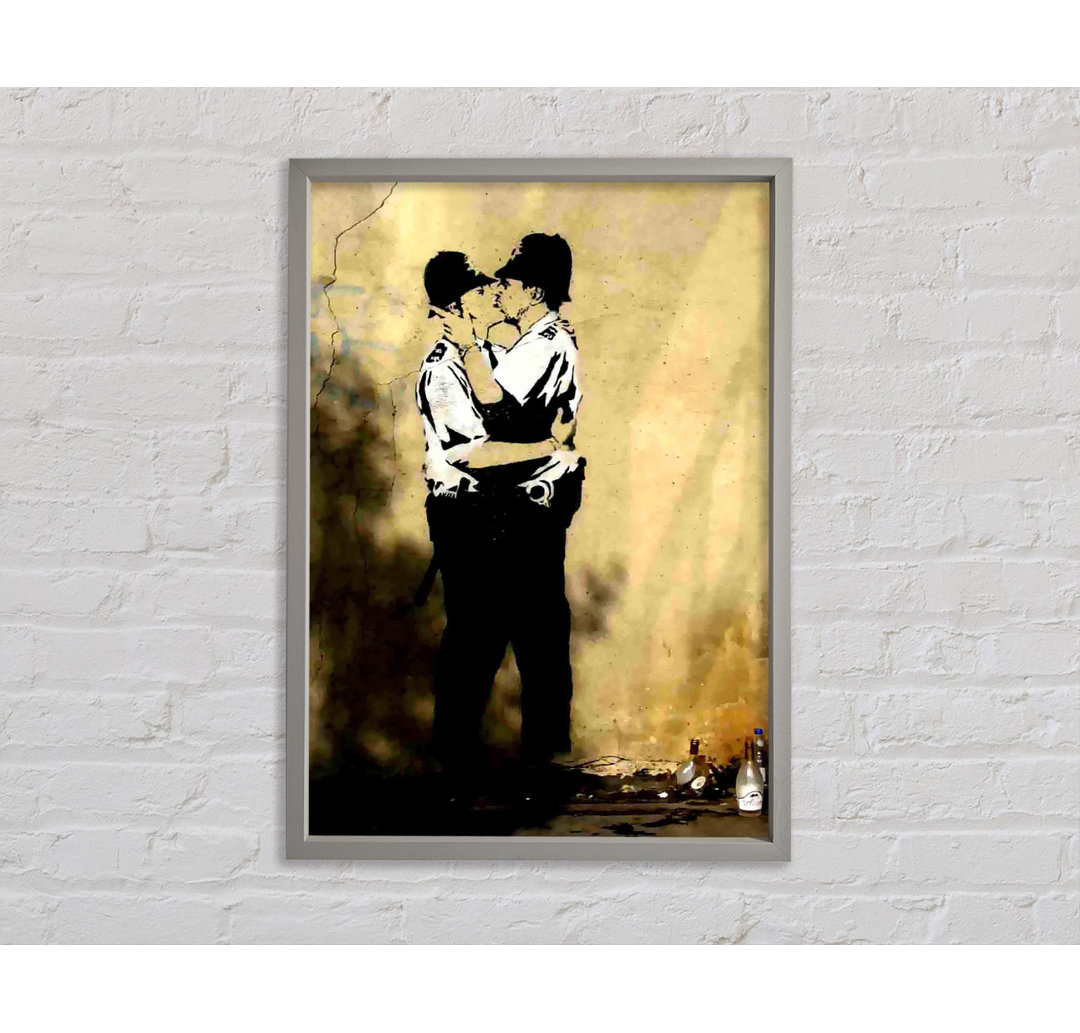 Kissing Coppers Portrait - Einzelner Bilderrahmen Kunstdrucke auf Leinwand