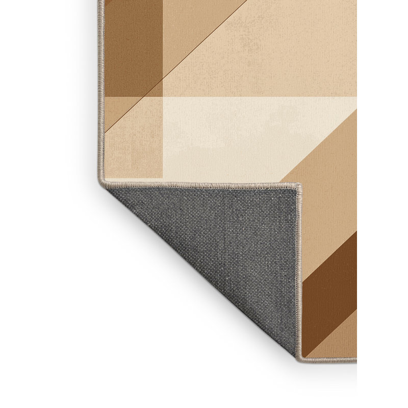 Soft Plush Easterly Modern Solid Color Area Rug in Brown – Beige Binding, 8x12