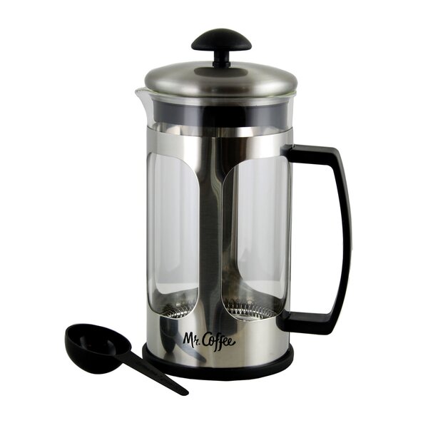 Zulay Kitchen Premium French Press Coffee Pot and Stainless Steel Milk Frother Set - 8 Cups 34oz, Black