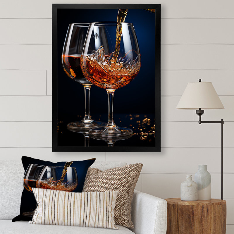 Teinte miel d'un vin doré dégoulinant, H 20 po x l 12 po x P 1 po, Cadre simple noir