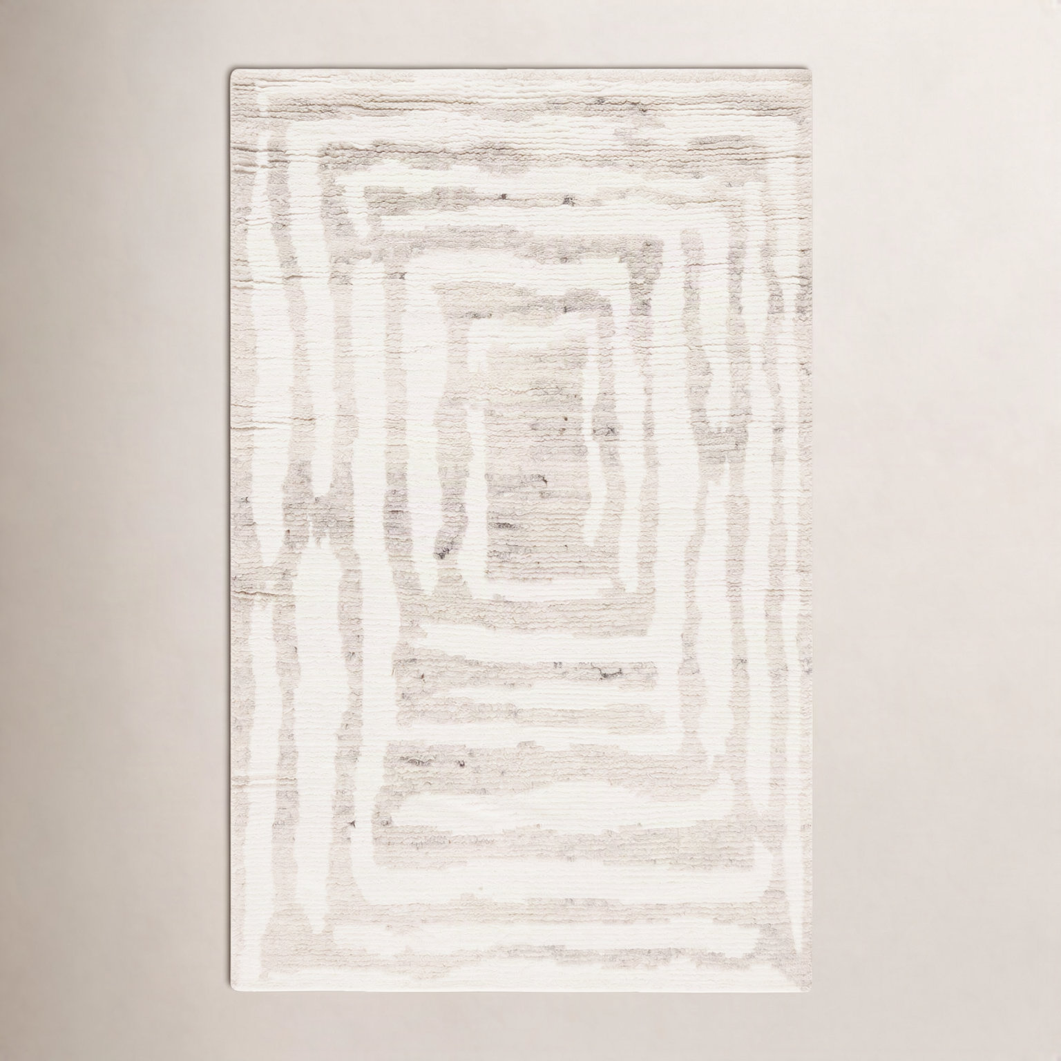 Kass Ivory Beige Hand-Woven Flatweave Wool Rug, Rectangle 4' x 6'