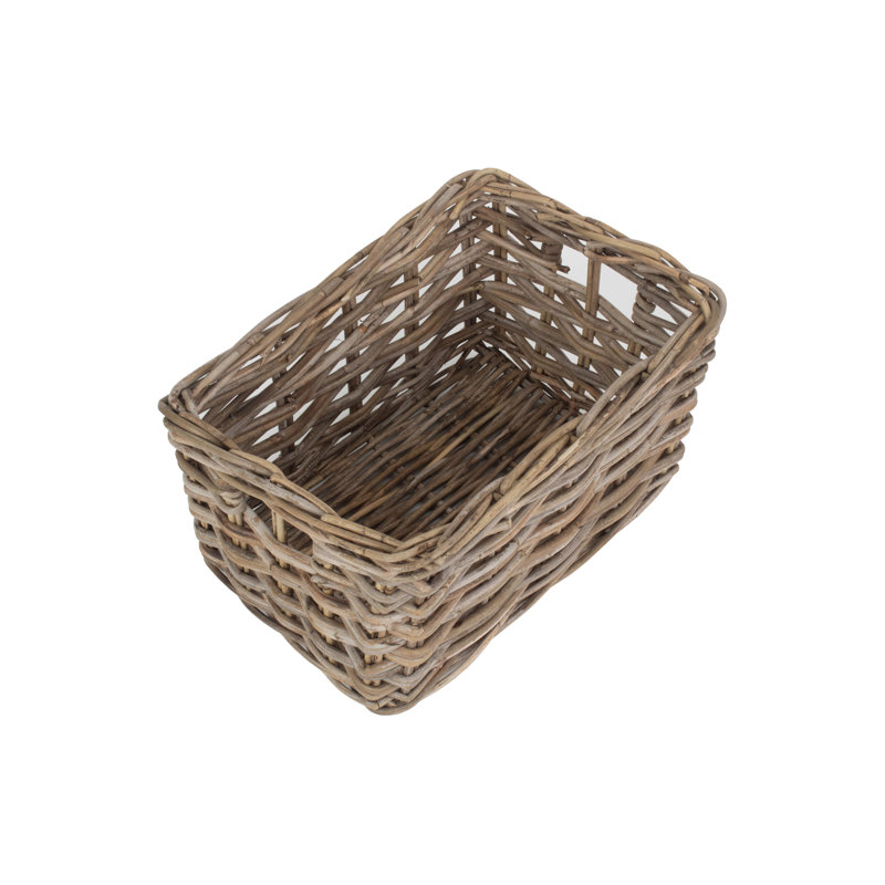 Wicker Rattan Storage Basket, 29cm H x 41cm W x 21cm D