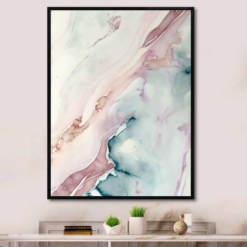 «Sudden Solitude In Elevated Blush V», reproduction sur toile, L 12 po x H 20 po, Toile avec cadre flottant noir