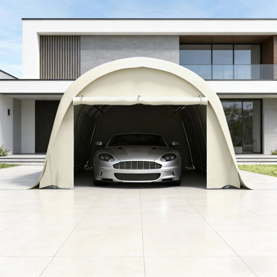 Tente pour auvent de voiture robuste de 12 x 23,6 pi, couvercle Upf50 + PE, tubes en acier galvanisé, bord allongé pour plus de stabilité, auvent spacieux polyvalent, enceinte, cadre, voitures et fêtes faciles d'accès