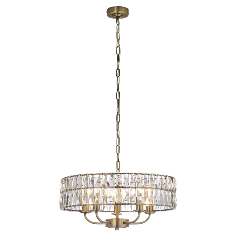 Yukon 5 - Light Drum Chandelier, Antique Brass