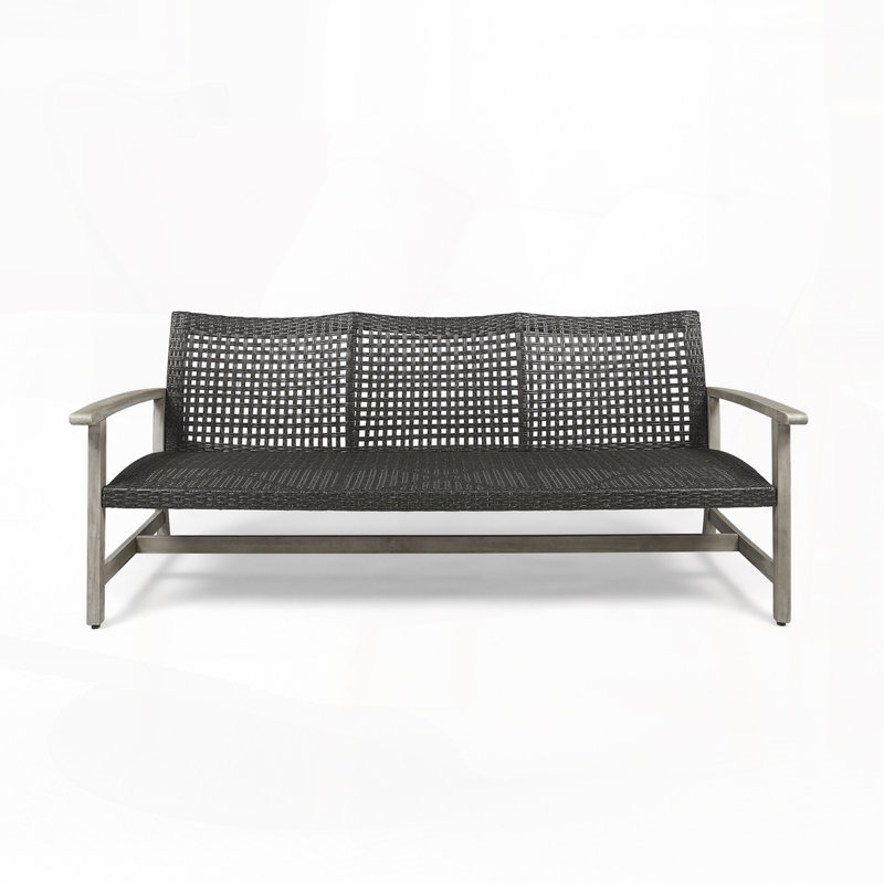 75.25"L Patio Rattan Sofa, Gray
