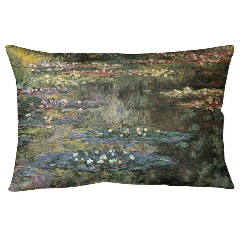 Coussin Water Lily Pond à Giverny, 20 po x 14 po, Bourre en polyester, Polyester sergé