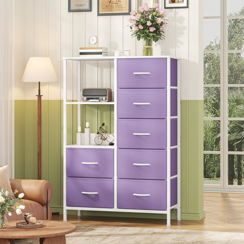 30 cm W Chest of 7 Drawers, Purple