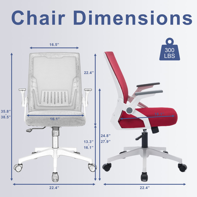 Chaise de bureau ergonomique Bleona, Rouge, Blanc