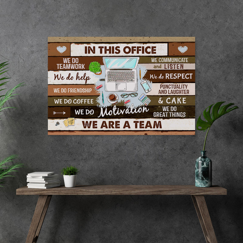 Computers - In This Office We Are A Team Gallery Wrapped Canvas, 32" H x 48" W x 1.25" D