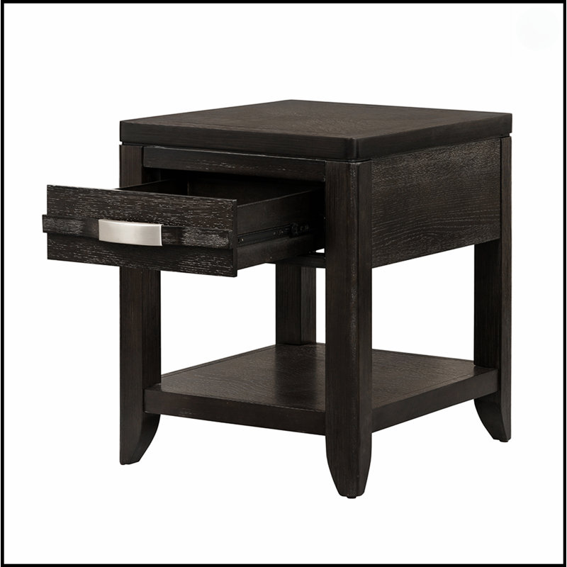 Table de bout de 24 po x 20 po x 25 po avec tiroir et tablette, conception en bois durable et en métal pour une vie moderne