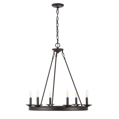 Narron 6 - Light Dimmable Wagon Wheel Chandelier