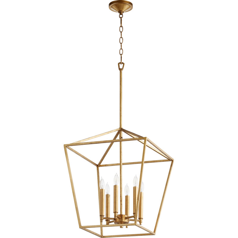 Lustree 6 lumières lanterne Arletta, Feuille d'or