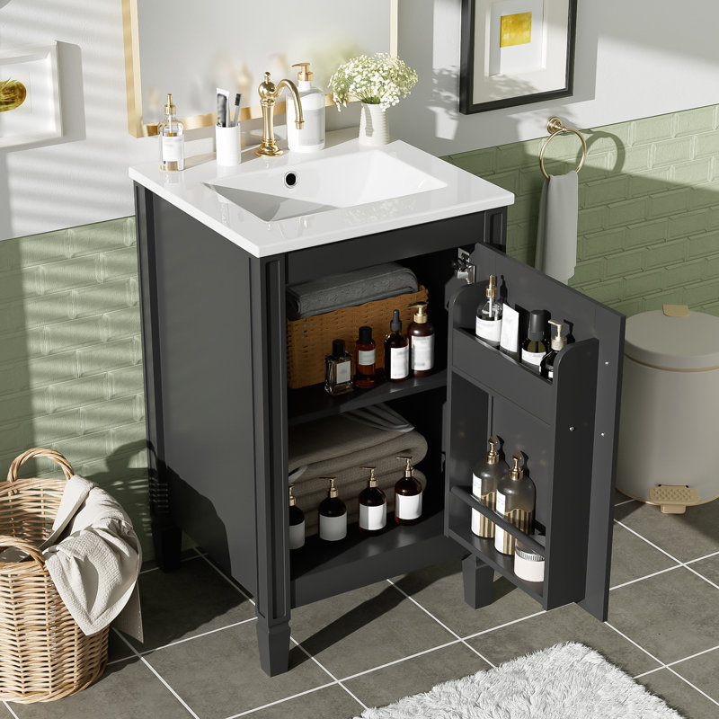 Bathroom Vanity with Ceramic Sink, Black