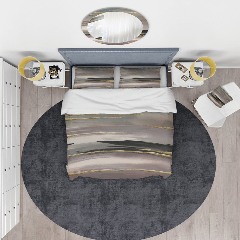 Glamour Morning Fog II - ensemble de housse de couette Modern Glam - microfibre de polyester