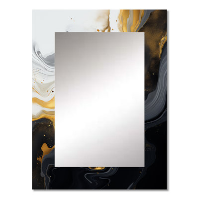 Gold and black Marble Essence III - Marble Unique Wall Mirror Decor, Modern Large Mirror, Printed Metal Art