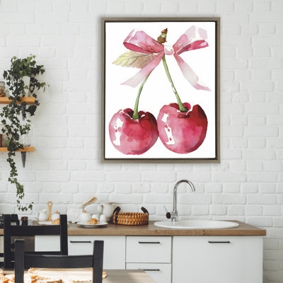 Cerises avec cadre flottant rose chic, design par Creative Studio