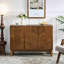 Buffet Mid-Century moderne avec rangement, buffet de style campagnard avec patchwork à rayures verticales et tablettes réglables, meuble télé