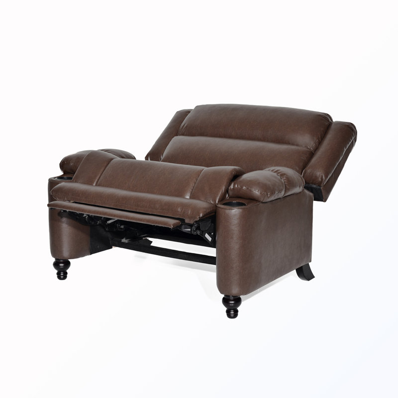 Fauteuil inclinable manuel capitonné, Similicuir noyer