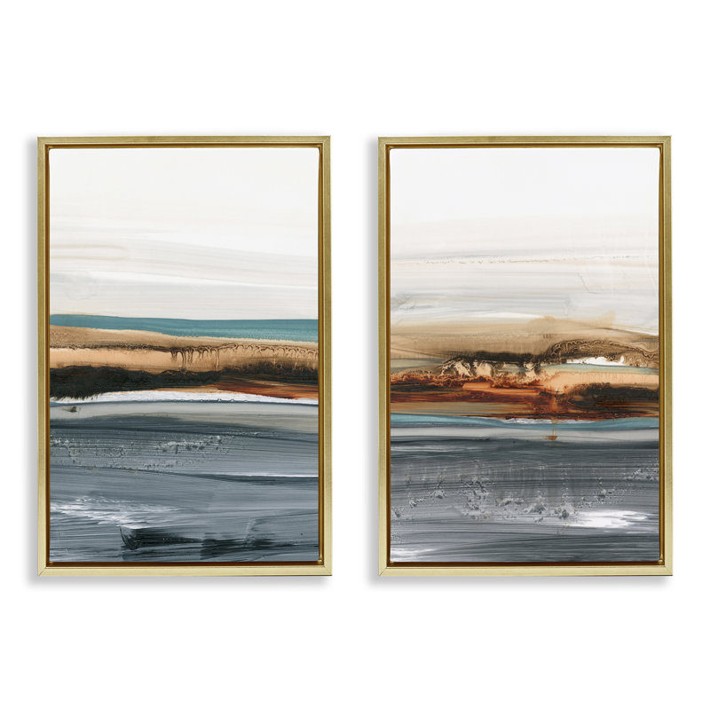  Ensemble de 2 toiles flottantes encadrées Coastal Beach Impression par Ethan Harper, H 31 po x l 21 po
