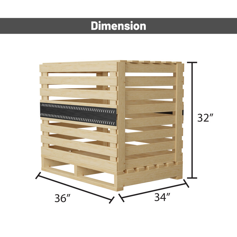 Wooden Stackable Shipping Crate With Slatted Heavy Duty Structure, Easy To Storage & Transport Any Items, Set Of 5, 36 X 34 X 32, Beige