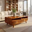  Table basse Harmony de 47,2 po de largeur avec rangement, centre de table rectangulaire en bois pour le salon, plusieurs couleurs, deux solutions - 2 tiroirs lisses et rangement ouvert, finition noyer-553090859