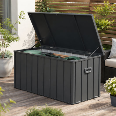 Coffre de rangement pour terrasse de 160 gallons imperméable, grand bac de rangement pour patio pour coussins extérieurs, coussins décoratifs, outils de jardin, verrouillable