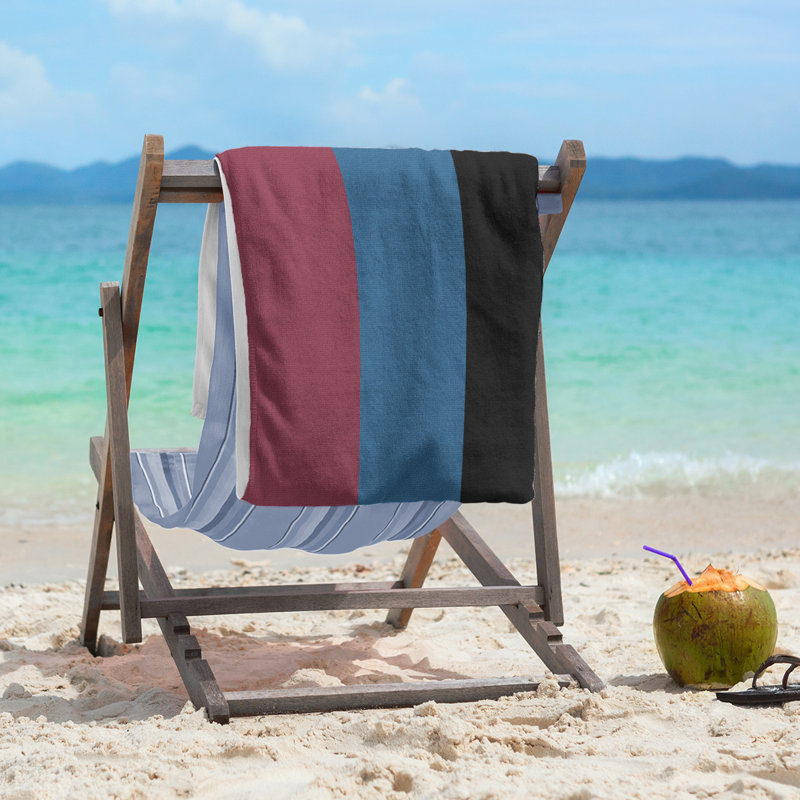 Columbus Lightweight Beach Towel, Microfiber, Burgundy/Blue/Black