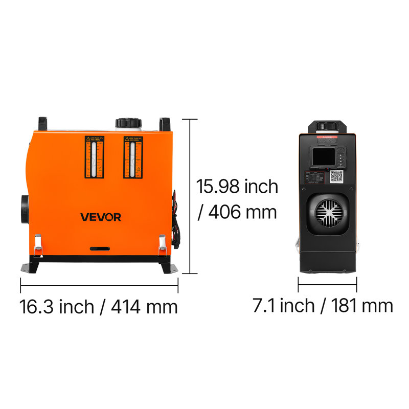 Chauffage diesel tout-en-un 12 V CC, réservoir de 5 L/1,3 gal, compatible avec divers véhicules, chauffage rapide, contrôle par application Bluetooth, télécommande et panneau ACL, compensation automatique d'altitude