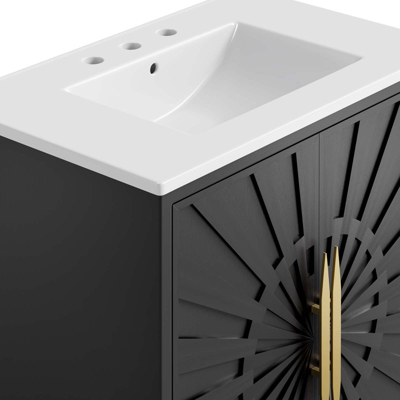 Awaken 30" Black and White Wood Bathroom Vanity