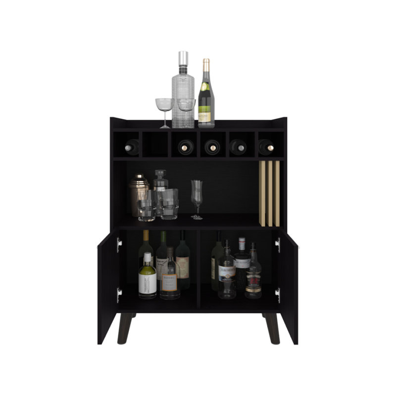 Bar Mathiston, salon, noir / chêne clair