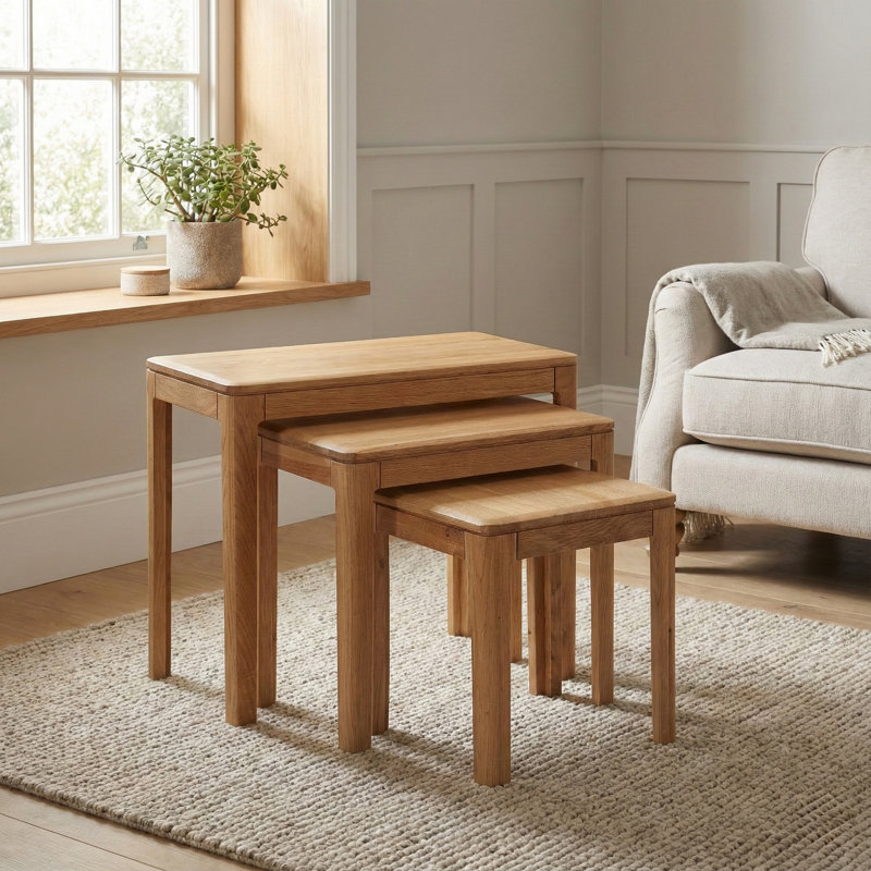 Remi Solid Wood Nesting Tables, Oak