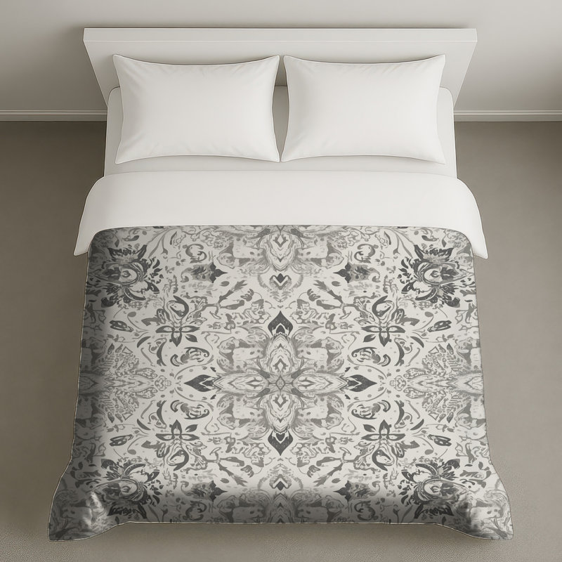 Housses de couette à motif floral orné, Queen