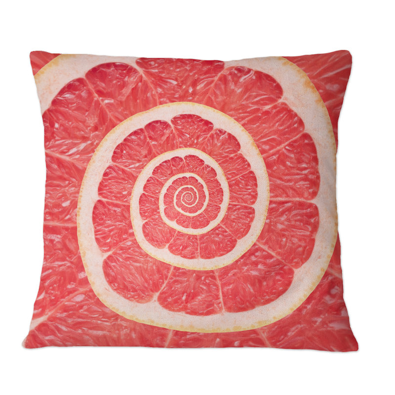 Grapefruit Infinity Spiral - Coussin décoratif imprimé moderne, 16 po x 16 po