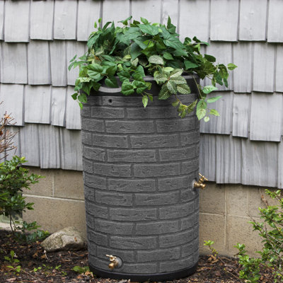 Good Ideas 50 Gallons Plastic Drainable Dual Overflow Planter Rain Barrel