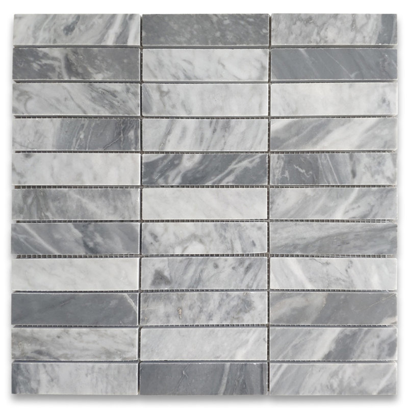 Carreau de mosaïque en marbre 12 po x 12 po Bardiglio, Gris clair