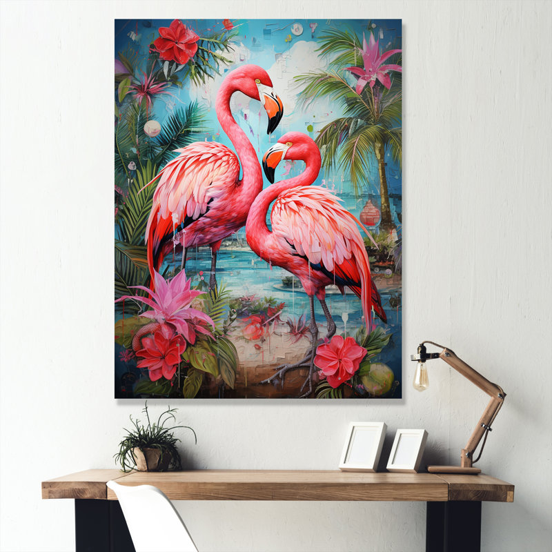 Flamant des Terres tropicales - Flamant rose, reproductions encadrées, H 20 po x l 12 po, Toile tendue