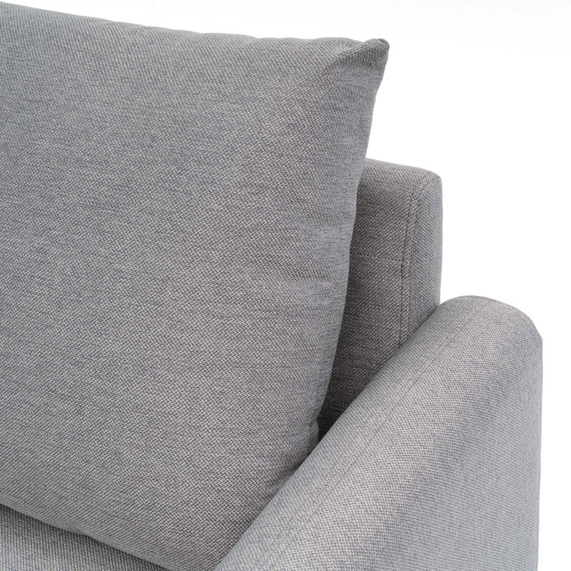 Canapé à accoudoirs courbés avec pieds en bois massif Meule MAE de style Mid-Century moderne gris clair