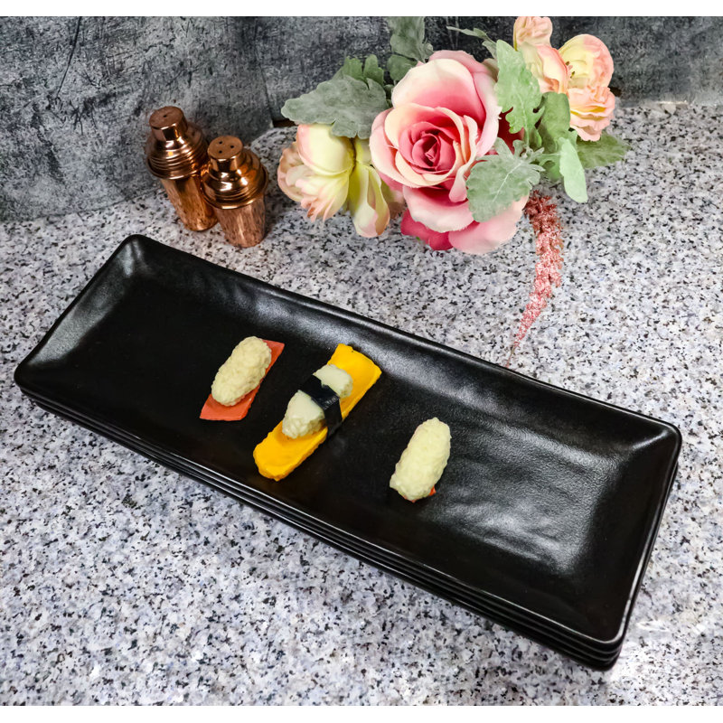Pack Of 3 Black Kokuyo Ceramic Collection Rectangular Serving Platter 14" L