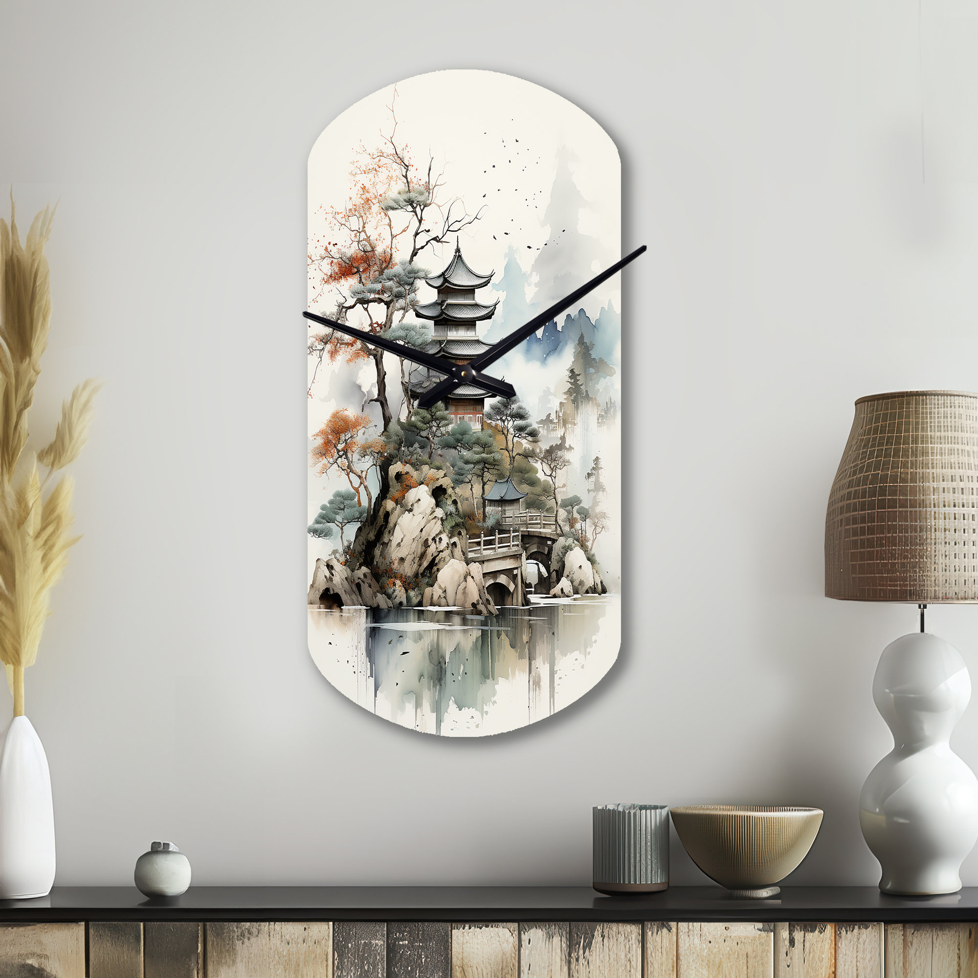 Design Art Asian Art Fantasy Sumi II - Asian Art Cylinder Metal Wall ...