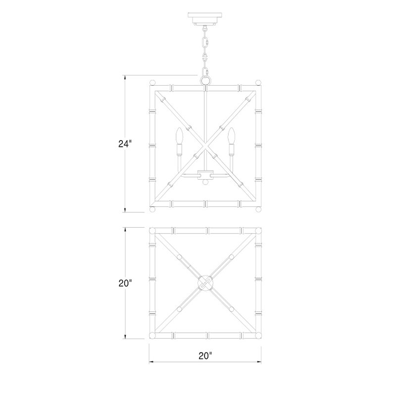 Baldwin 4 - Light Square Chandelier, White