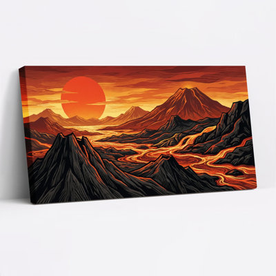 Paysage de montagne coucher de soleil sur toile tendue, reproduction d'art sur toile, ensemble de 1