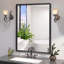 40X30inch Glossy Black Bathroom Accent Mirrors For Wall Rectangle Vanity Accent Mirror Corner Hangs Farmhouse Mirror Modern Metal Framed Rectangular Accent Mirror-424800709