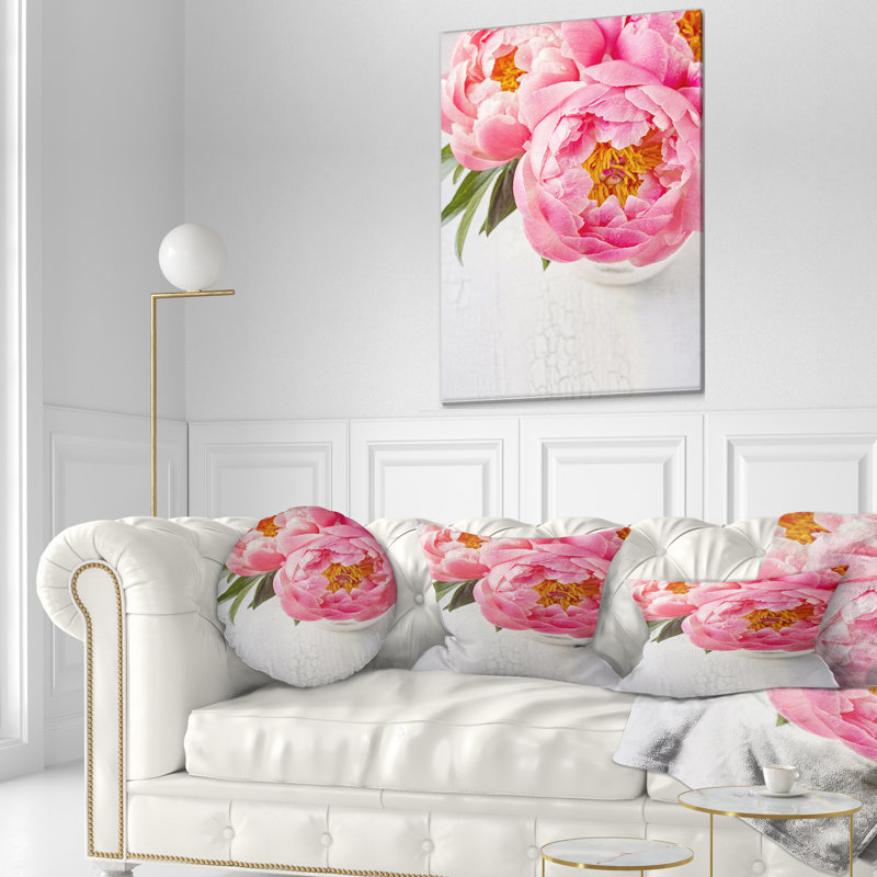 Coussin lombaire floral à fleur pivoine floral complet