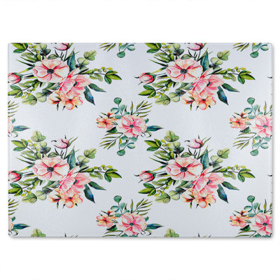Watercolour Plants Glass Chopping Board