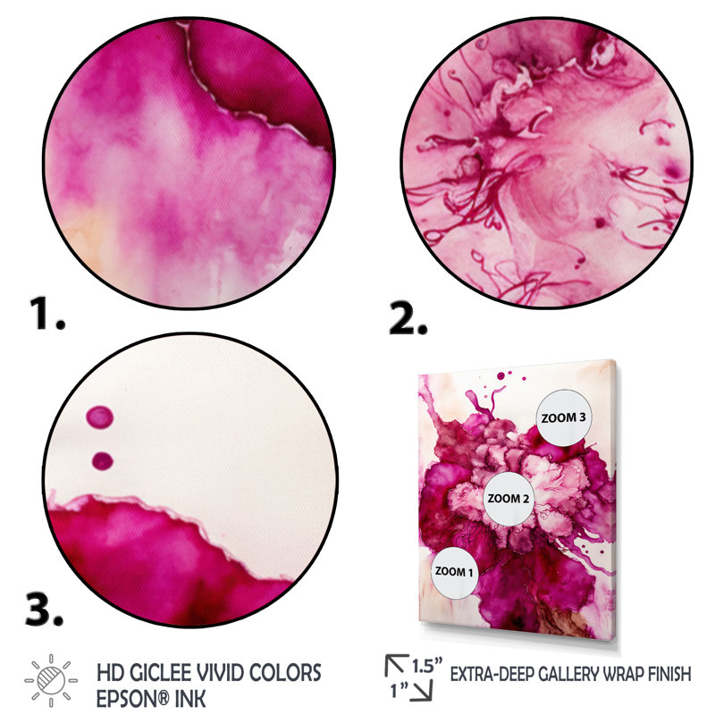 «Celebration In Raspberry Blush IV», reproduction sur toile, H 40 po x l 30 po x P 1,5 po, Toile tendue