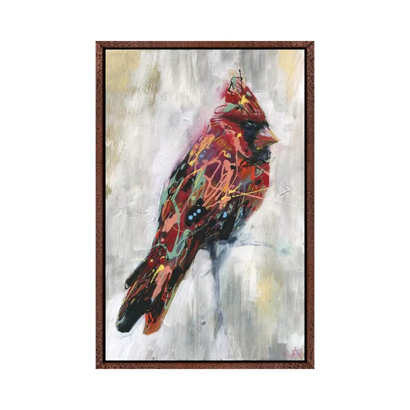 Ezra's Feathers 1 Piece Painting on Canvas, 66.04 cm H x 45.72 cm W, Classic Brown Wood Framed