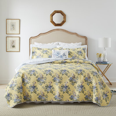 Linley Yellow 100% Cotton Reversible Quilt Set