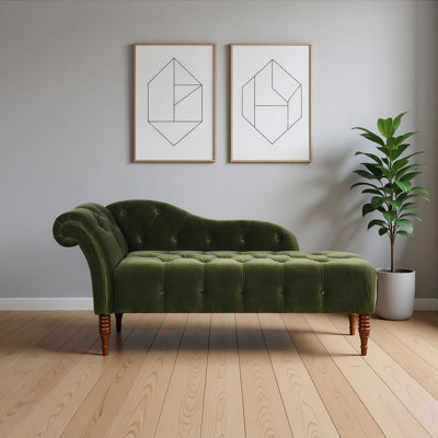 Retro green fabric leisure chaise lounge